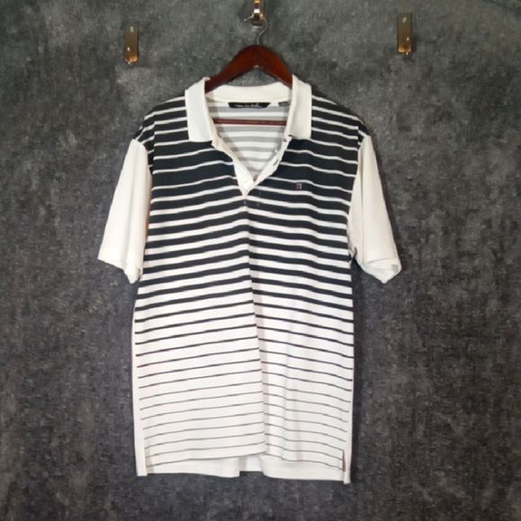 Travis Mathew Reflective Golf Mens Polo White N Black Short Sleeve Size Large - Picture 1 of 11